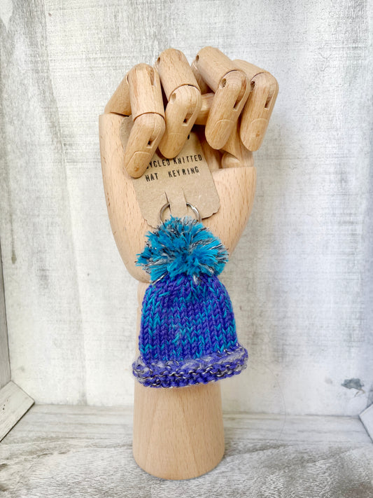 Wooly Hat Keyring - Cosy Blue