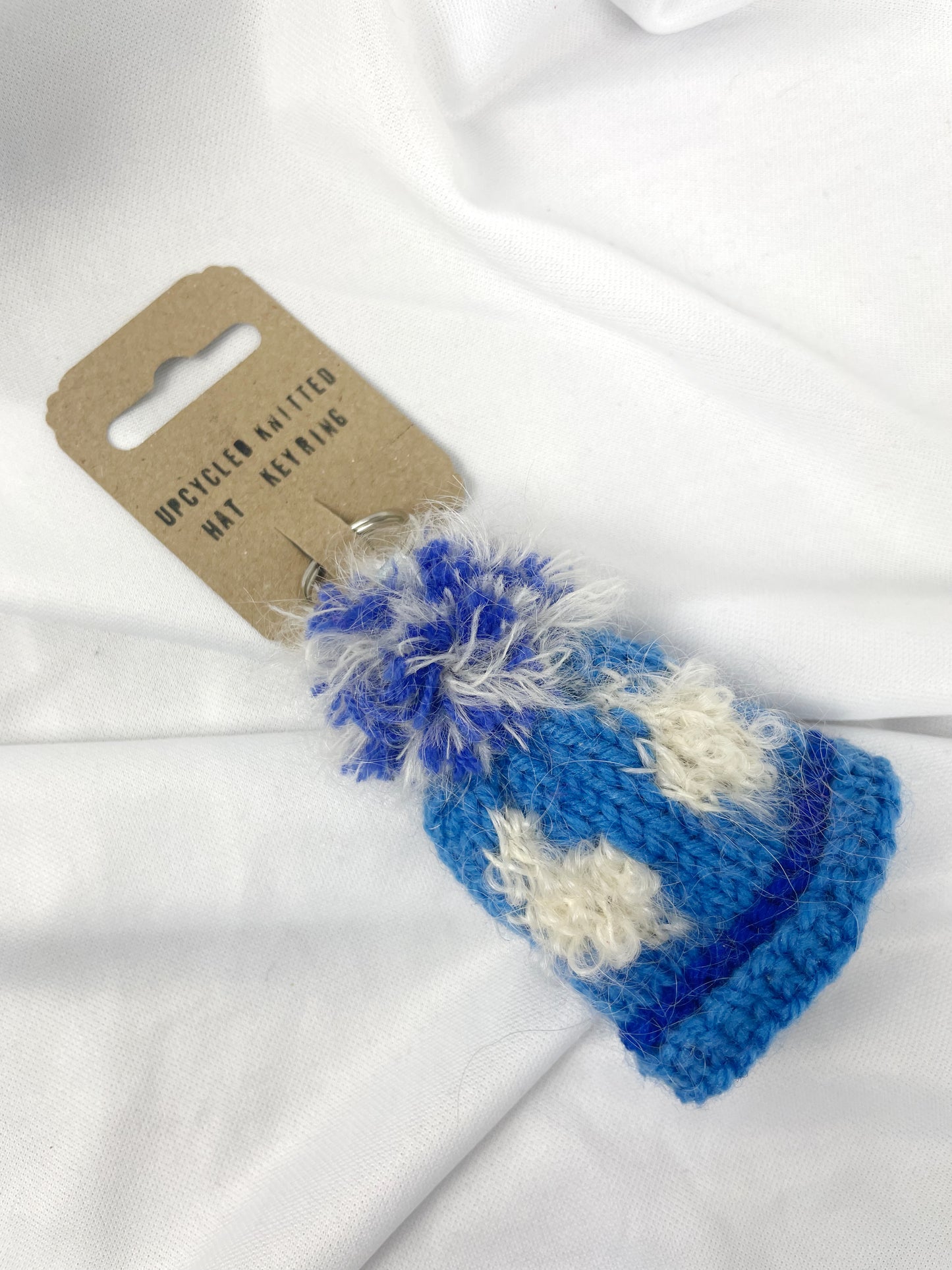 Wooly Hat Keyring - Blue Snowball