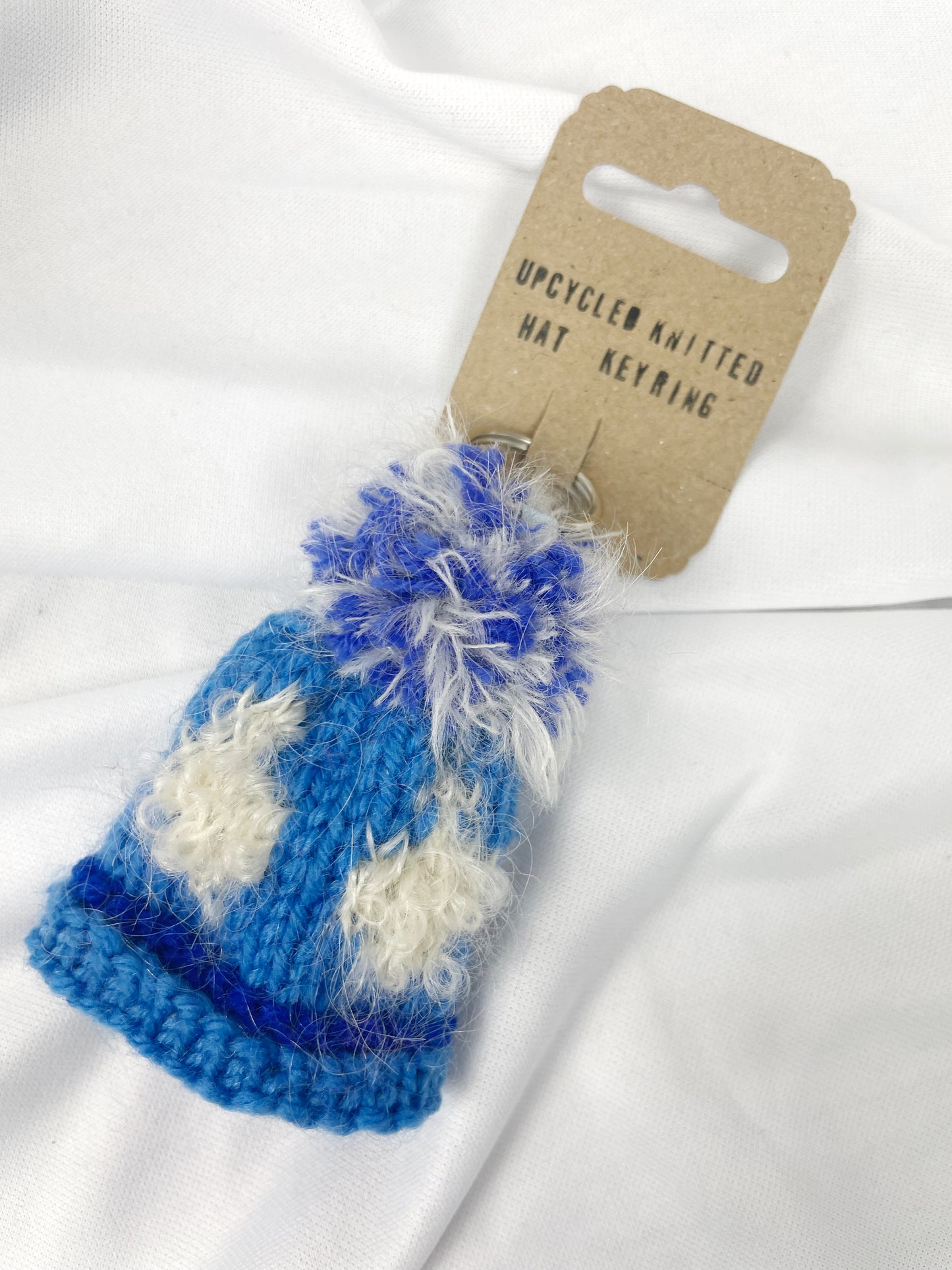 Wooly Hat Keyring - Blue Snowball