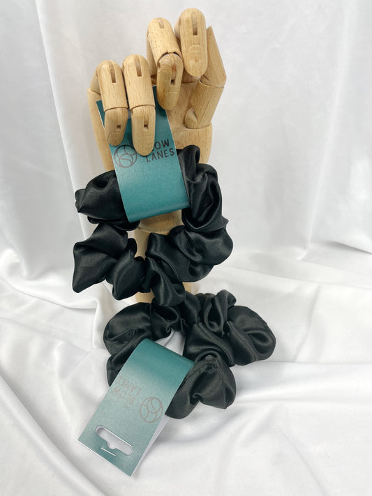 Small Black Satin Scrunchie