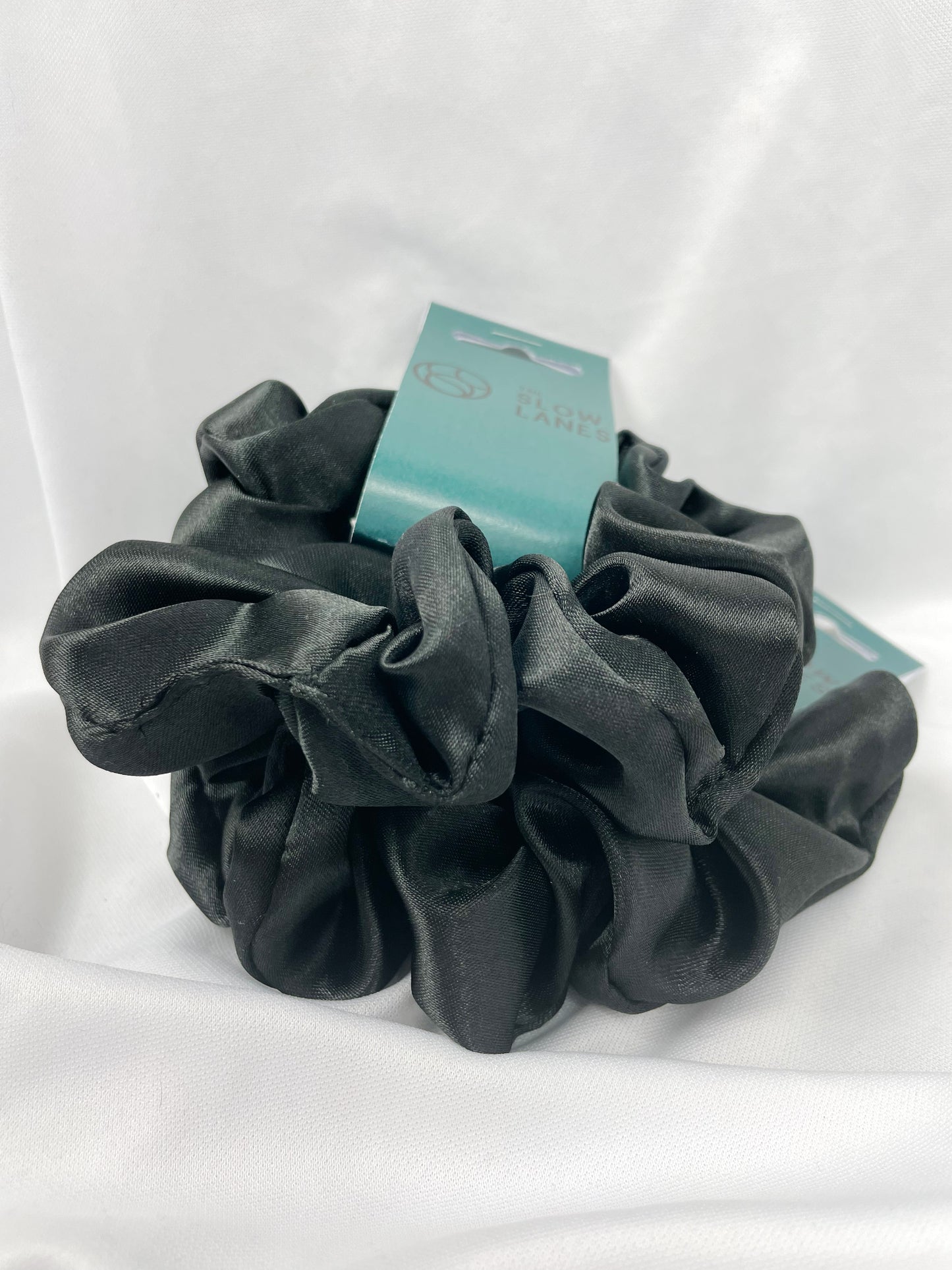 Small Black Satin Scrunchie