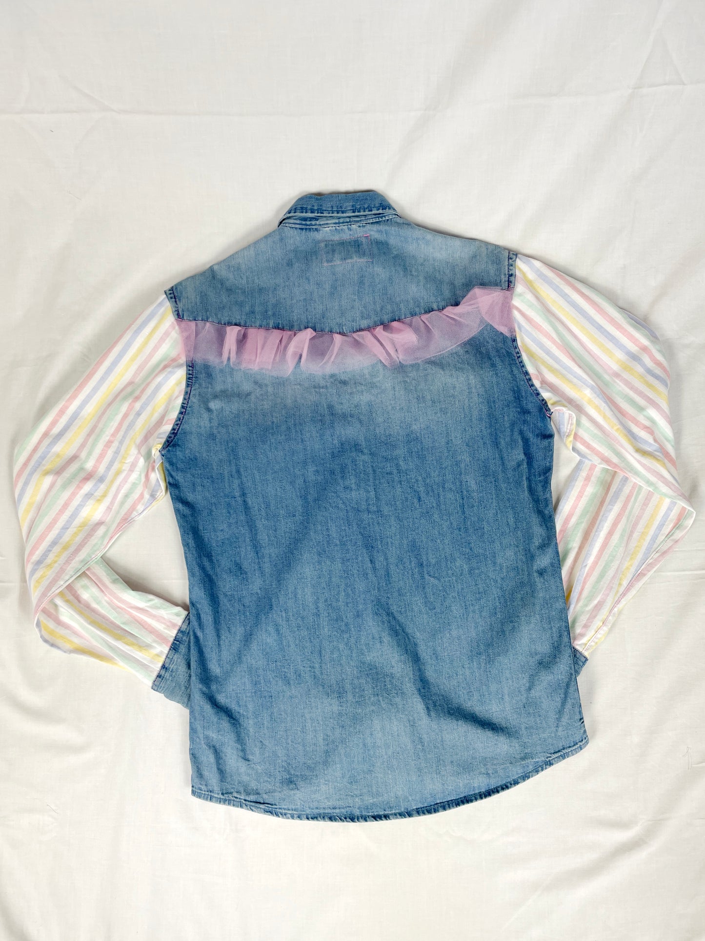 Cute Pink and Pastel Denim Jacket Size Small 8-10