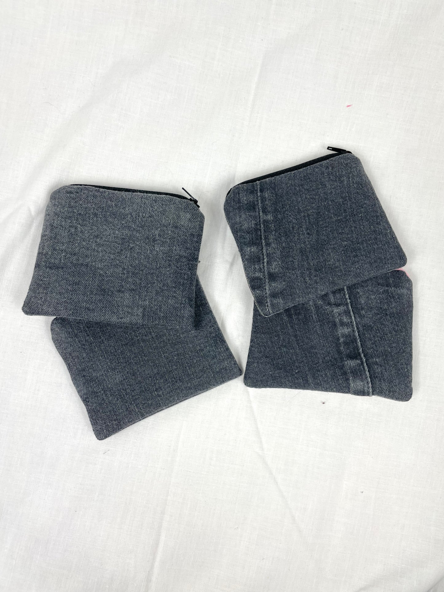 Small Grey Denim Jeans Coin Purse