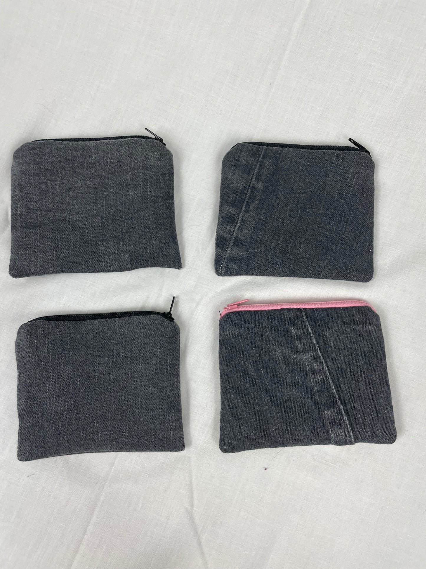 Small Grey Denim Jeans Coin Purse