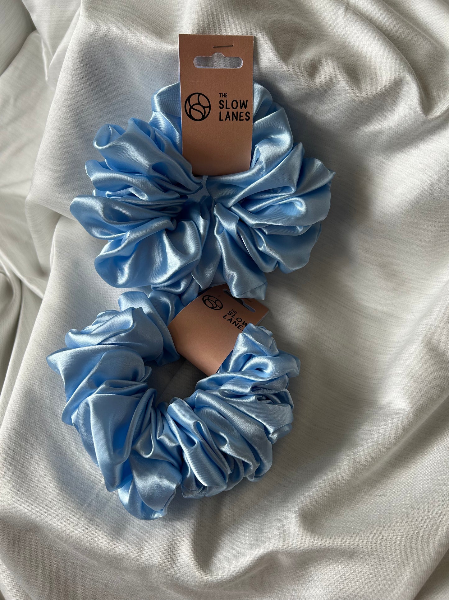 Baby Blue Satin Giant Scrunchie