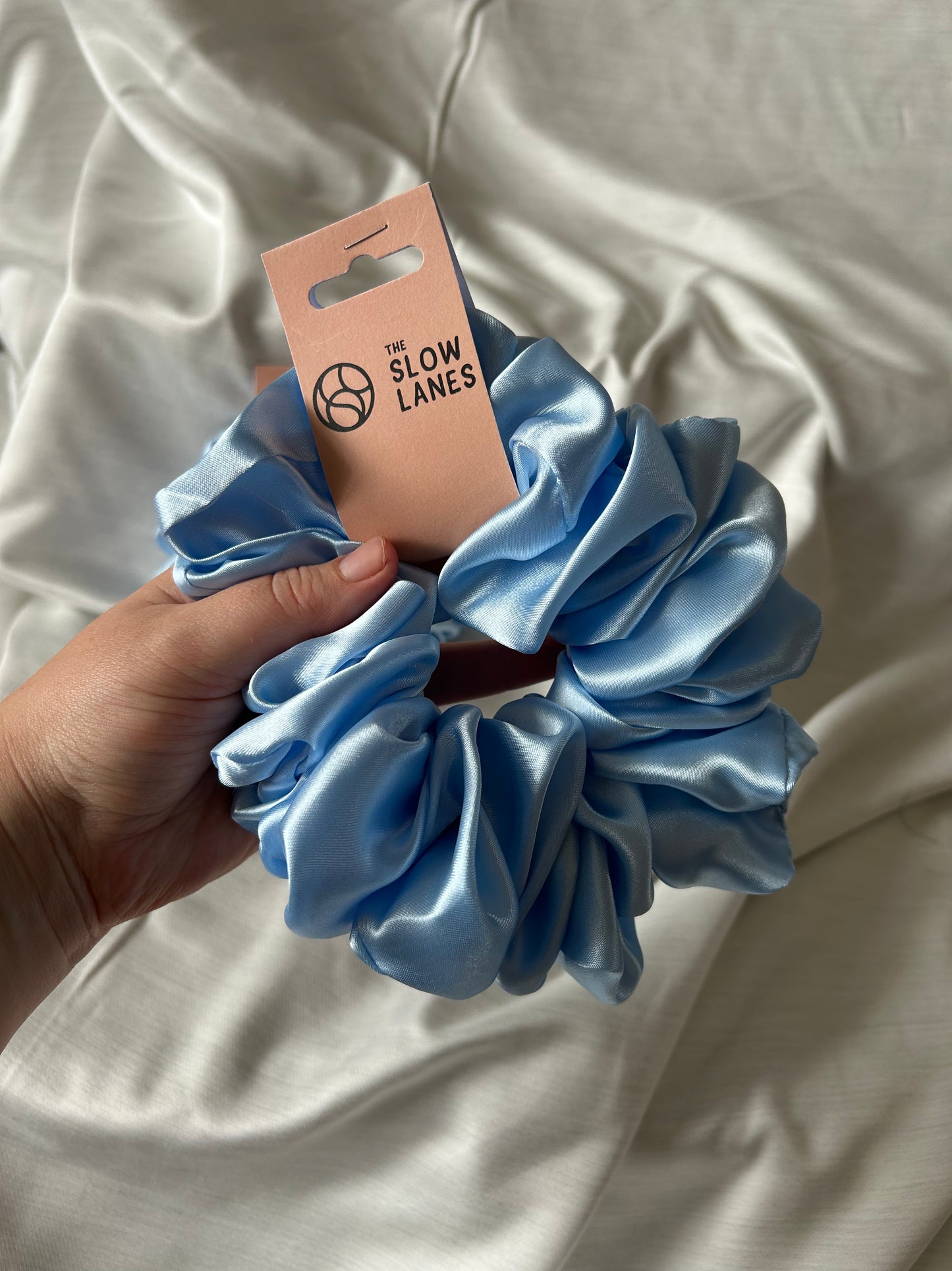 Baby Blue Satin Giant Scrunchie