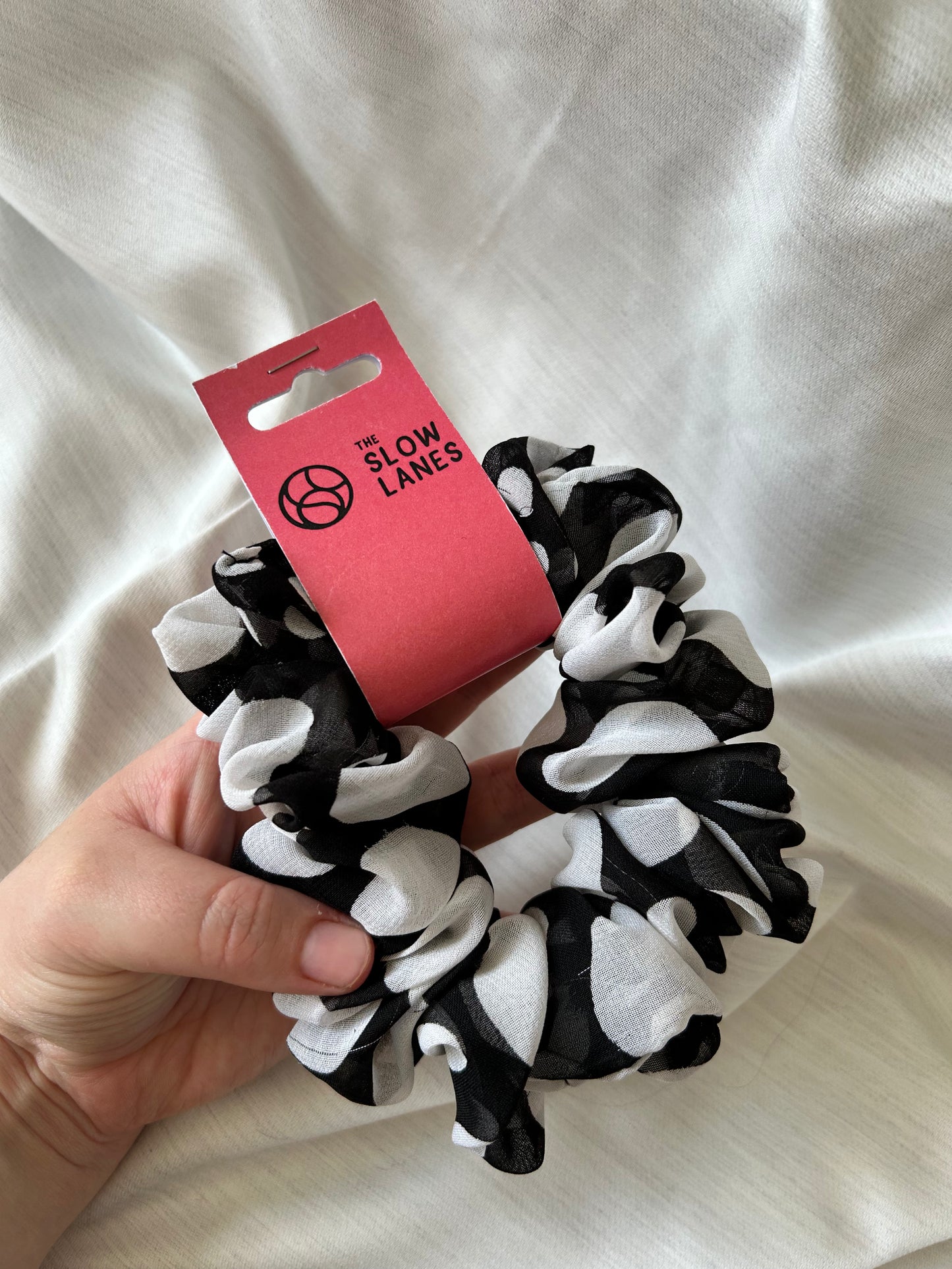 Black and White Polka Dot Scrunchie