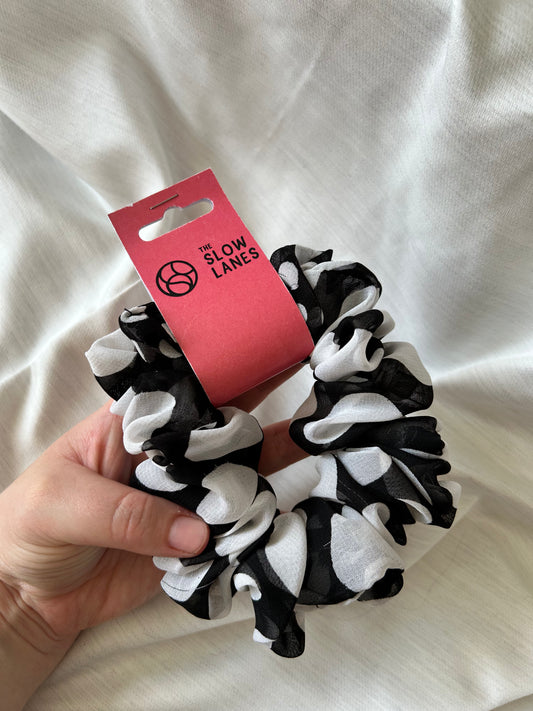 Black and White Polka Dot Scrunchie