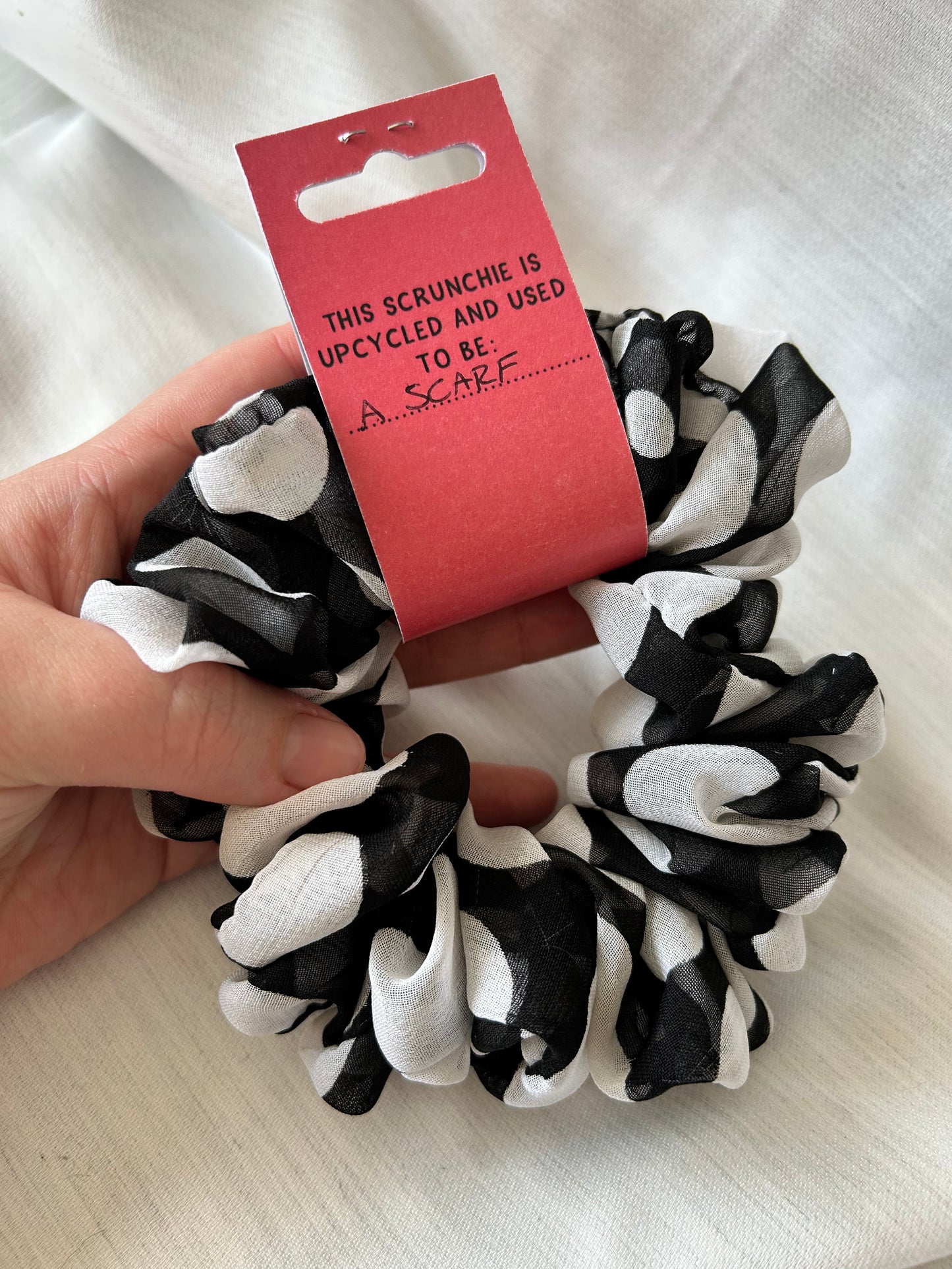 Black and White Polka Dot Scrunchie