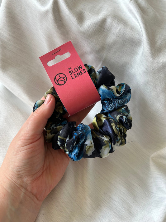 Blue Floral Scrunchie