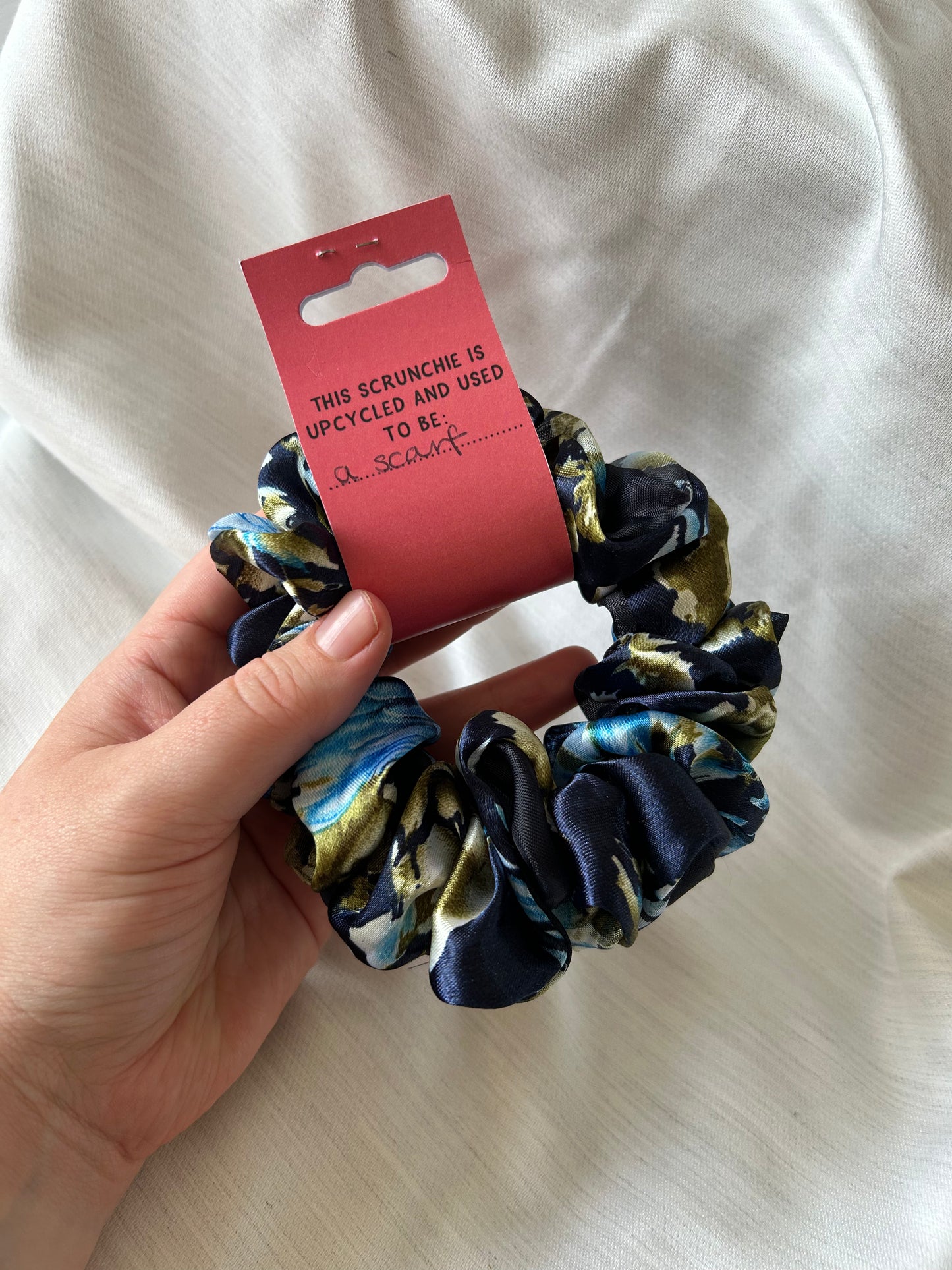Blue Floral Scrunchie