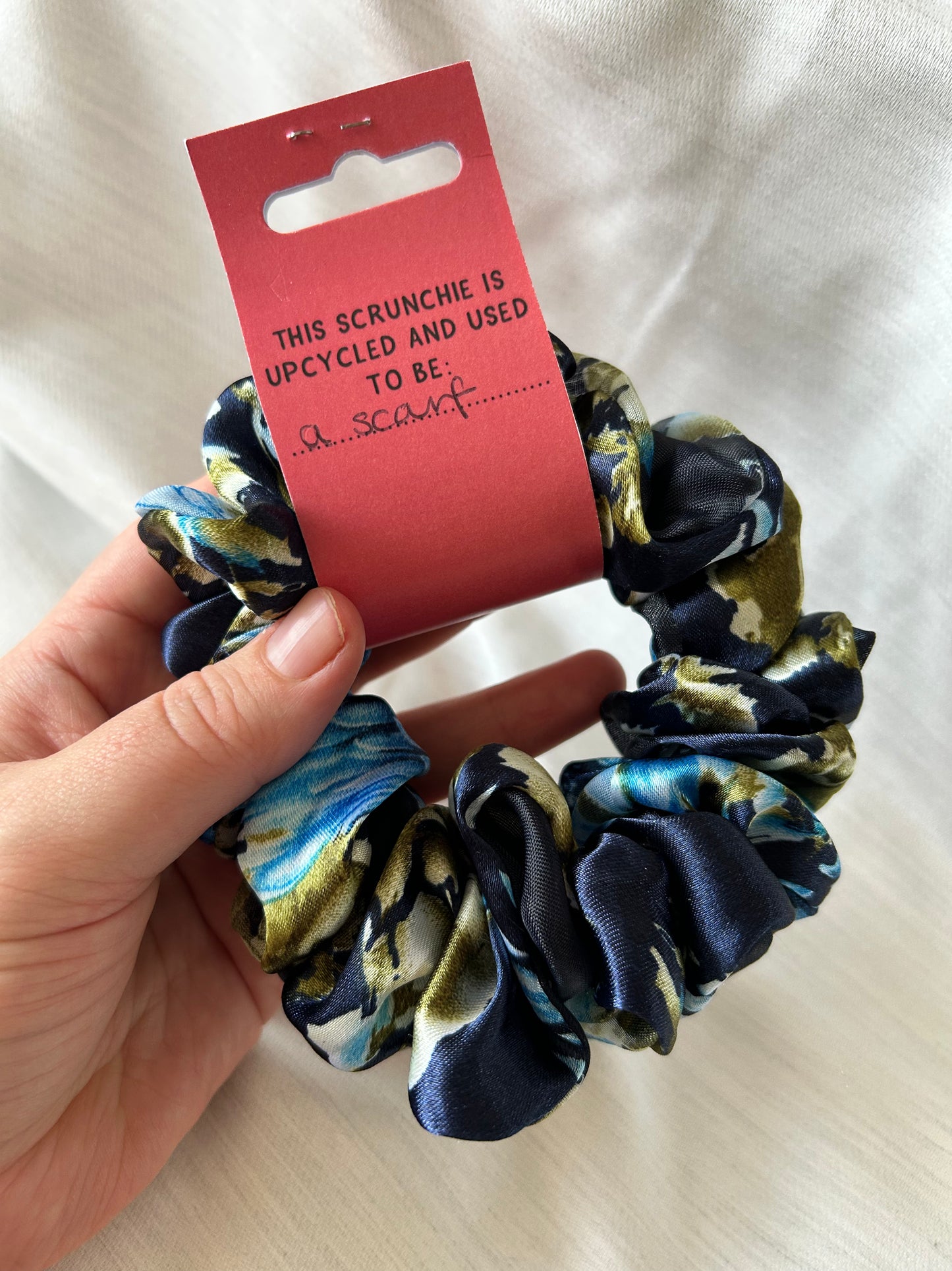 Blue Floral Scrunchie