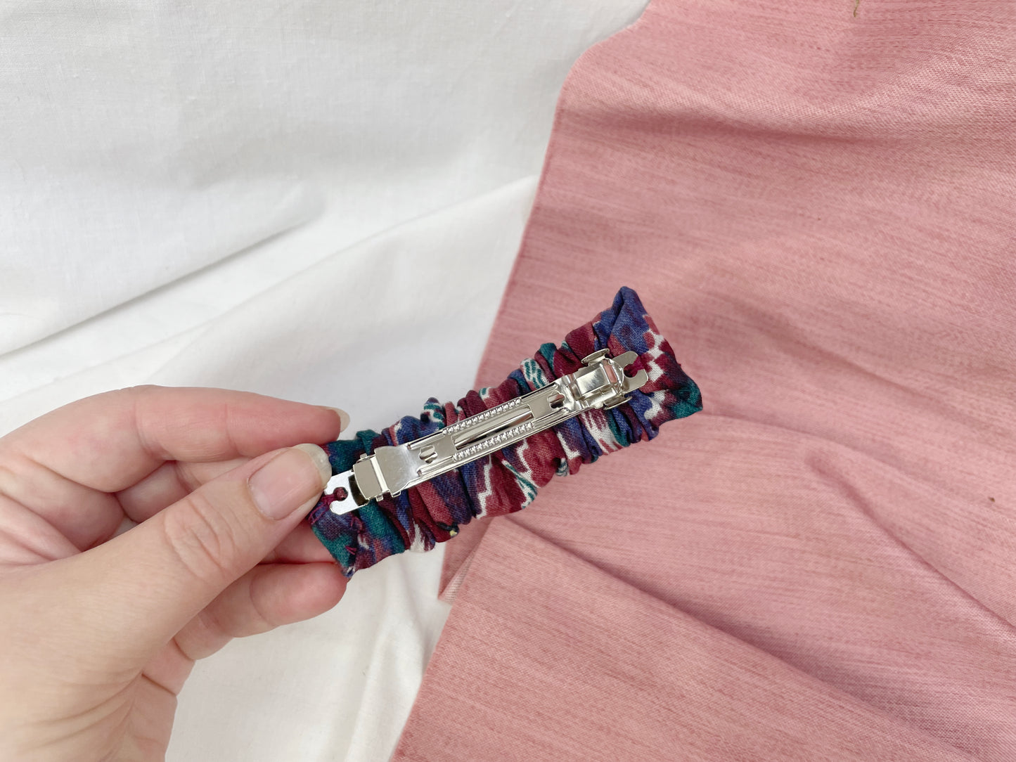 Deep Winter Tones Scrunched Upcycled Hair Barrette