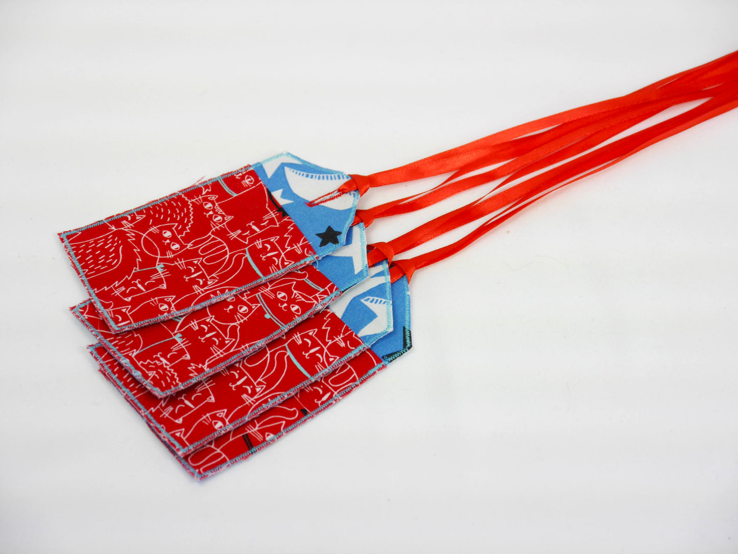 Upcycled Giftcard Holder - Cat & Star Print Fabric Gift Tag