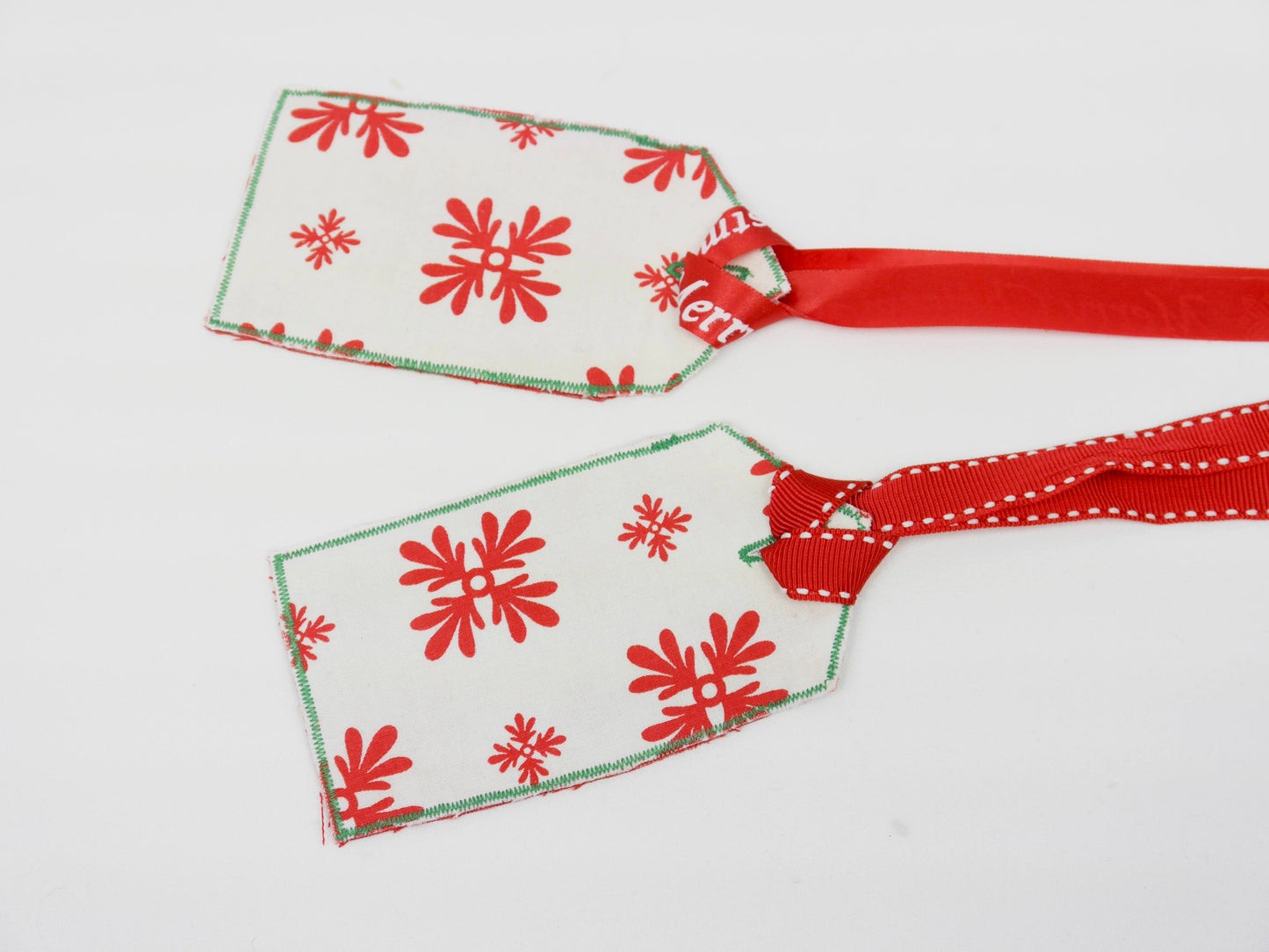 Upcycled Giftcard Holder - Red Scandi Festive Fabric Gift Tag