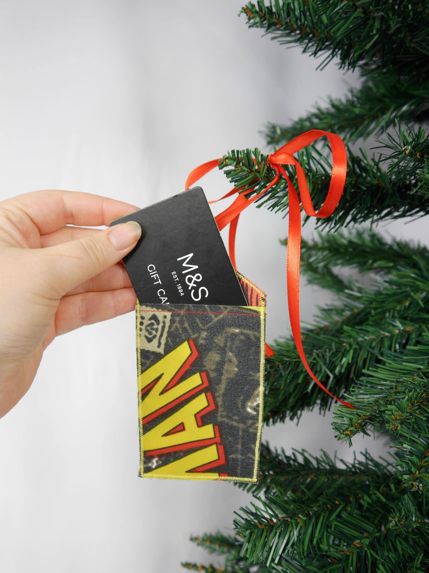 Upcycled Giftcard Holder -  Comic Print Fabric Gift Tag