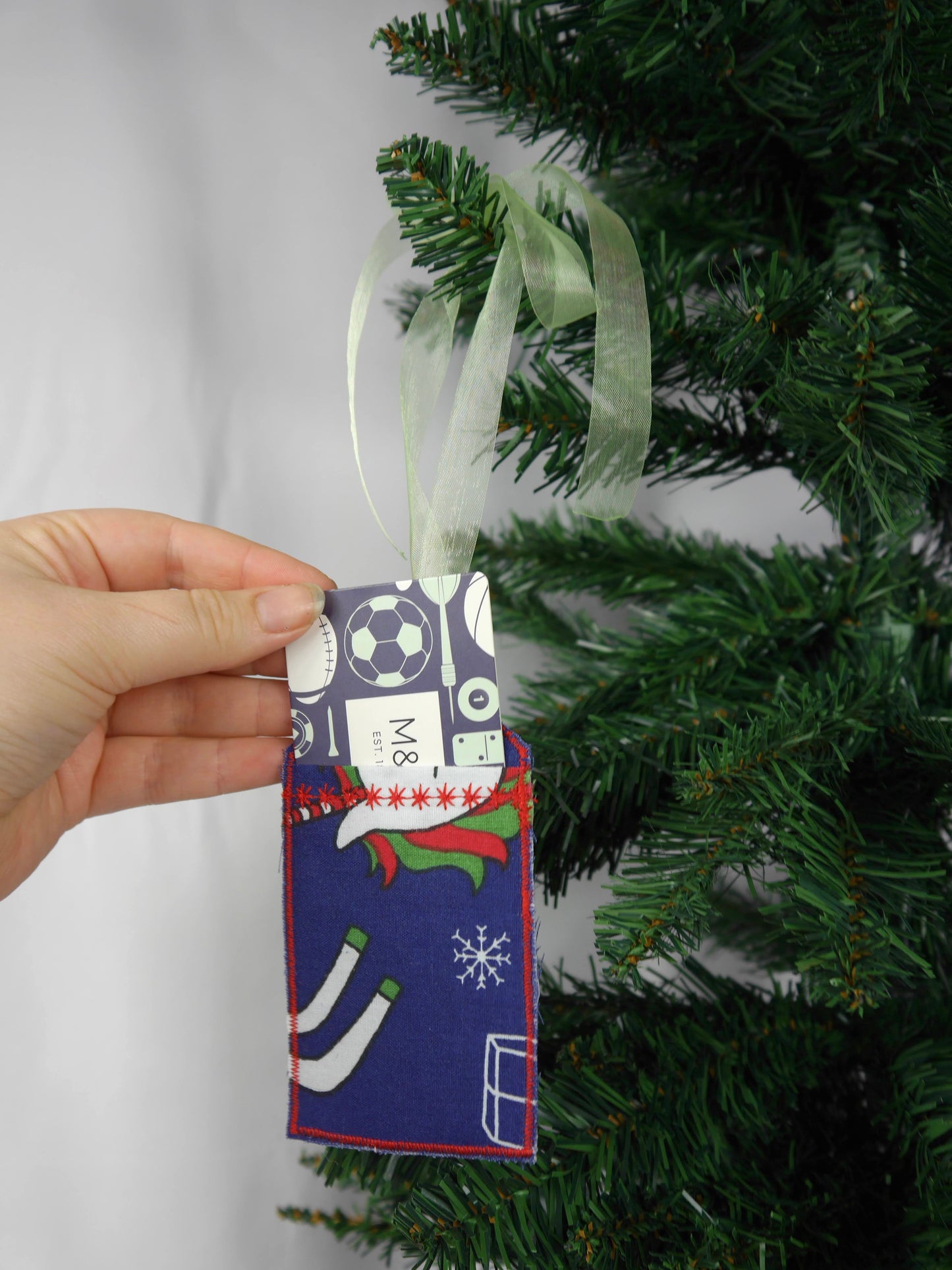 Upcycled Giftcard Holder - Navy & Red Fabric Gift Tag