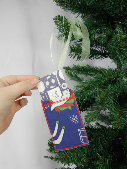 Upcycled Giftcard Holder - Navy & Red Fabric Gift Tag