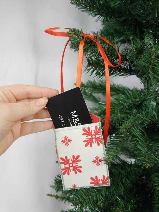 Upcycled Giftcard Holder - Scandi Snowflake Festive Fabric Gift Tag